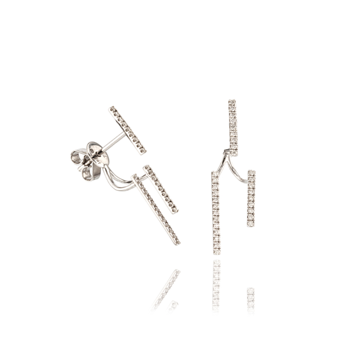 18ct White Gold Diamond Earrings - Image 2