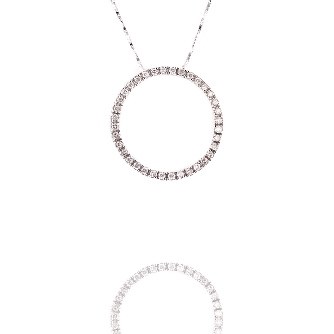 14ct White Gold Diamond Pendant