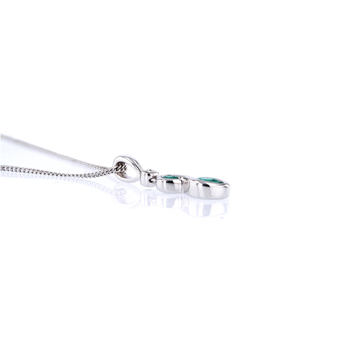 18ct White Gold Emerald and Diamond Pendant - Image 2