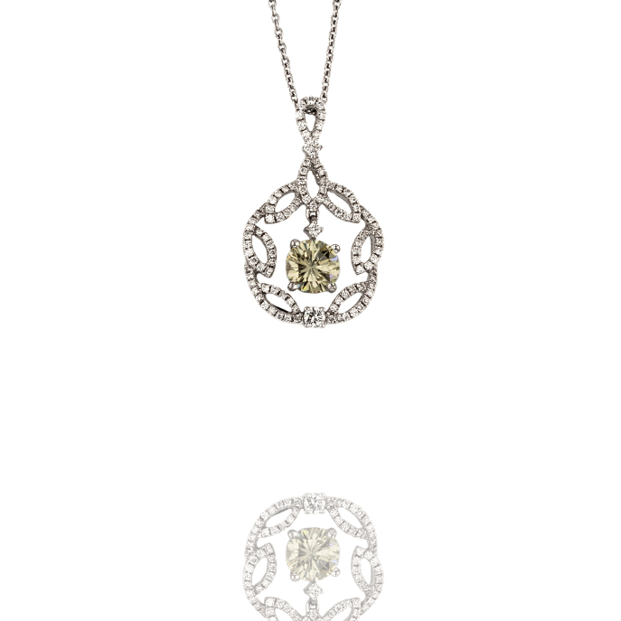 18ct White Gold Yellow Diamond Pendant