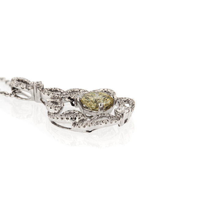 18ct White Gold Yellow Diamond Pendant - Image 2