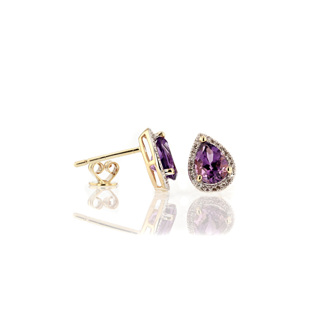 9ct Yellow Gold Amethyst Earrings - Image 2