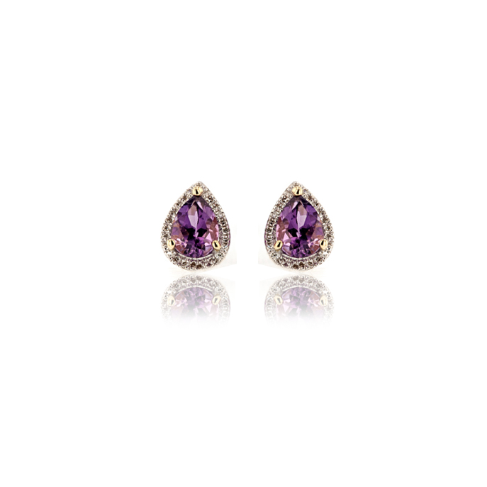 9ct Yellow Gold Amethyst Earrings