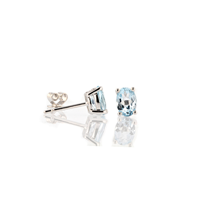 9ct White Gold Blue Topaz Earrings - Image 2