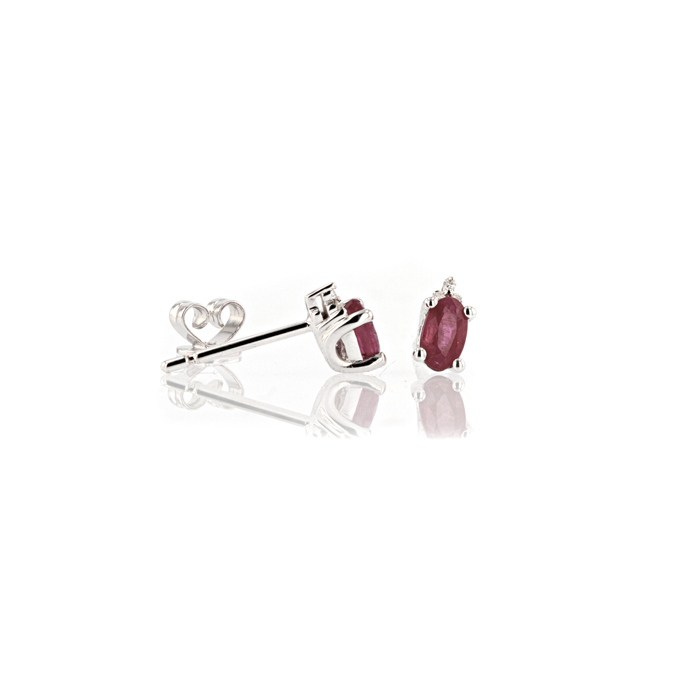 9ct White Gold Ruby Earrings - Image 2