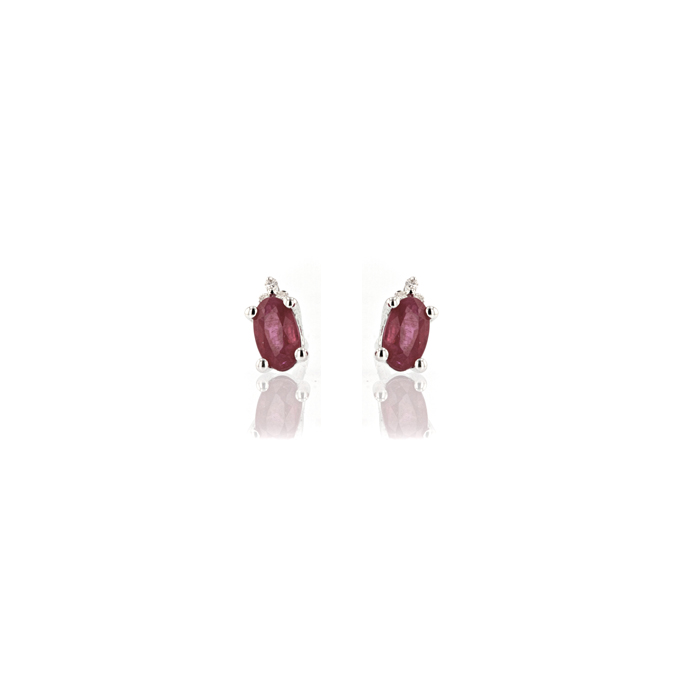9ct White Gold Ruby Earrings