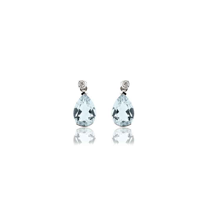 9ct White Gold Blue Topaz Earrings