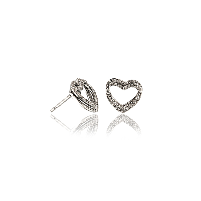 9ct White Gold Diamond Earrings - Image 2