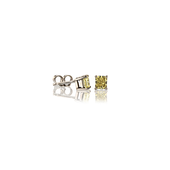 Platinum Yellow Diamond Earrings - Image 2