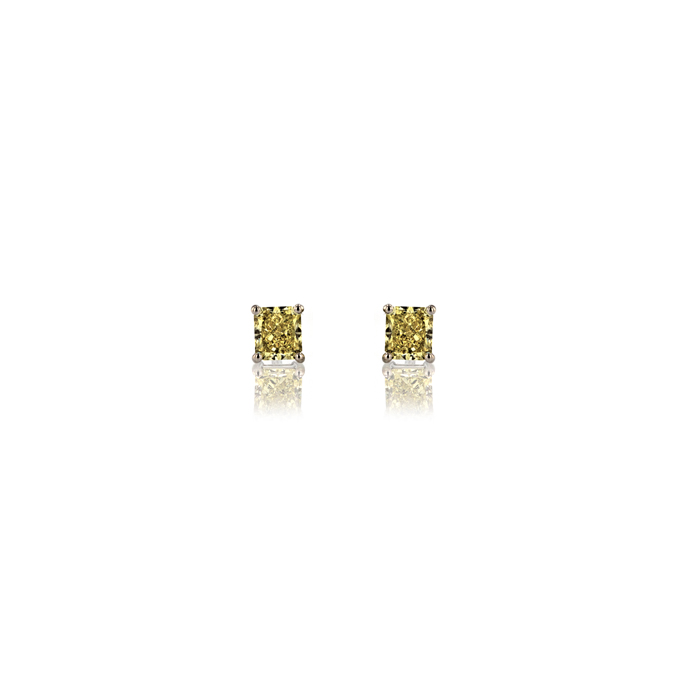 Platinum Yellow Diamond Earrings