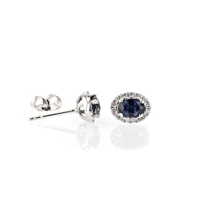 18ct White Gold Sapphire Earrings - Image 2