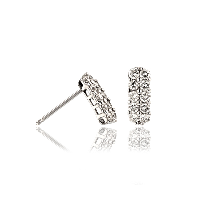 18ct White Gold Diamond Earrings - Image 2
