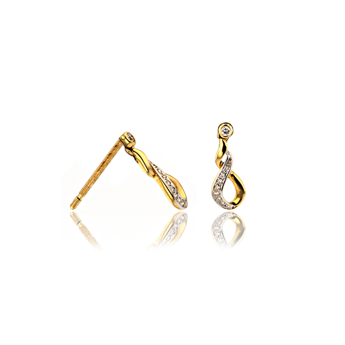 18ct Yellow Gold Diamond Earrings - Image 2