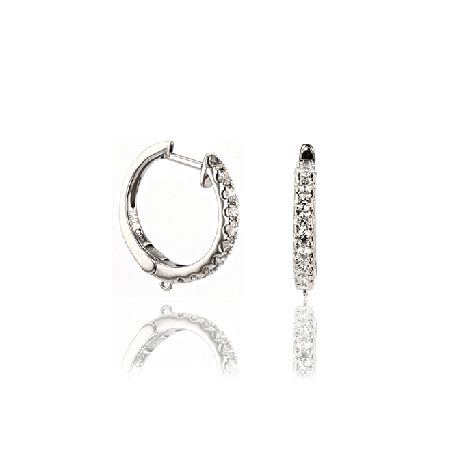 18ct White Gold Diamond Earrings - Image 2