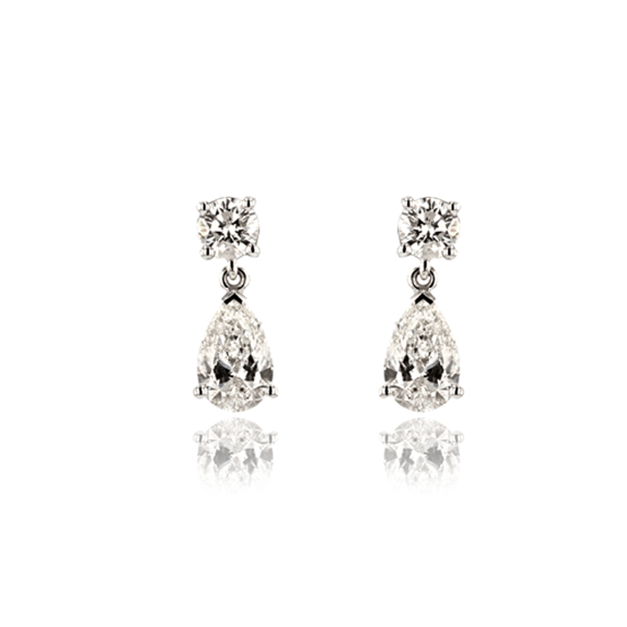 18ct White Gold Diamond Earrings - Image 2