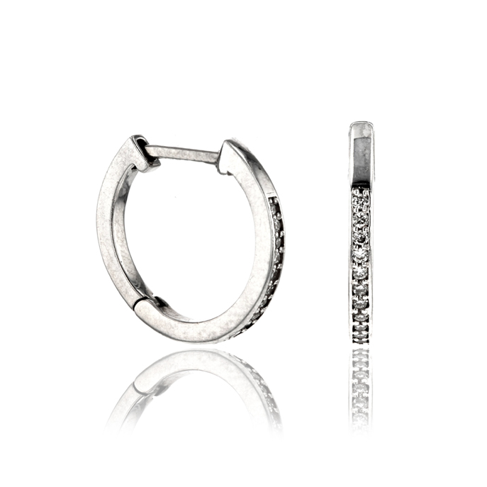 18ct White Gold Diamond Earrings - Image 2