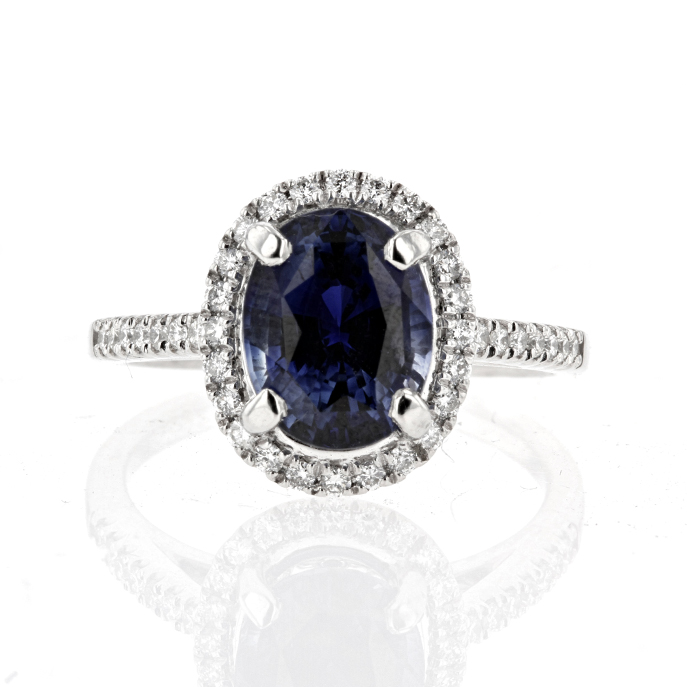 Platinum Sapphire & Diamond Ring - Image 2