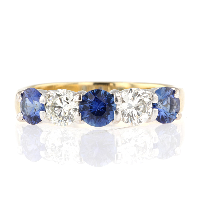 18ct Yellow Gold Sapphire and Diamond Ring - Image 2