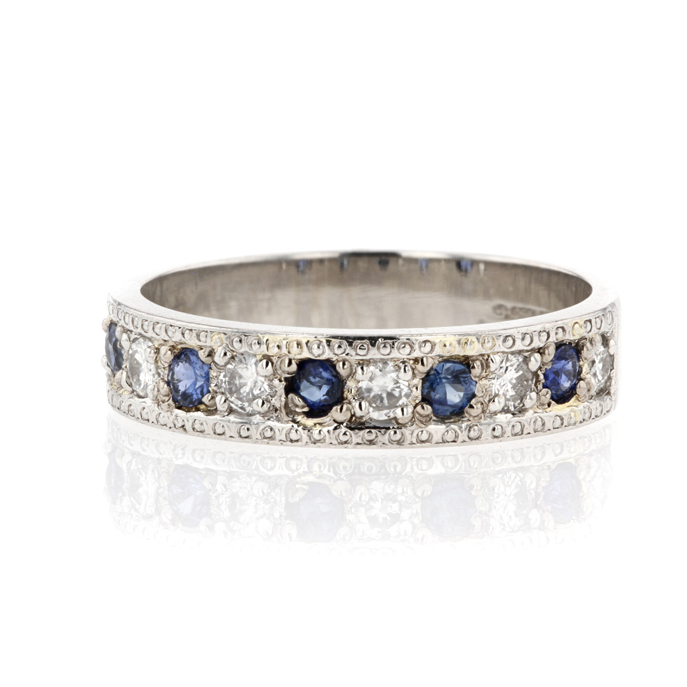 Platinum Sapphire and Diamond Ring - Image 2
