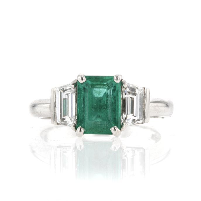 Platinum Emerald and Diamond Ring - Image 2