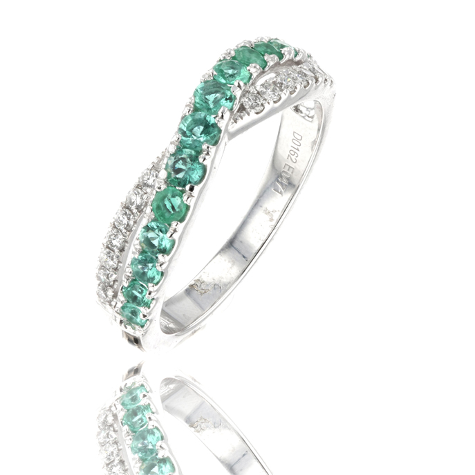 Platinum Emerald and Diamond Ring