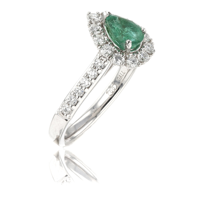 Platinum Emerald and Diamond Ring
