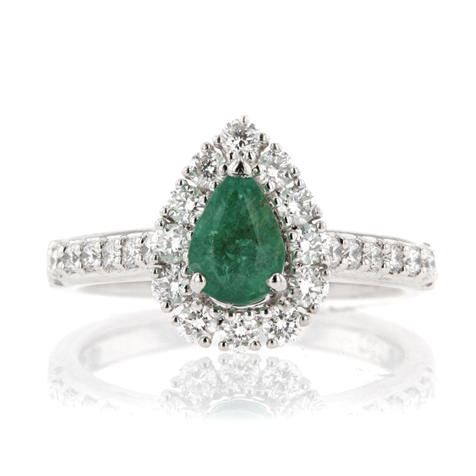 Platinum Emerald and Diamond Ring - Image 2