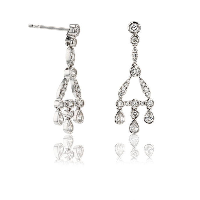 18ct White Gold Diamond Earrings - Image 2