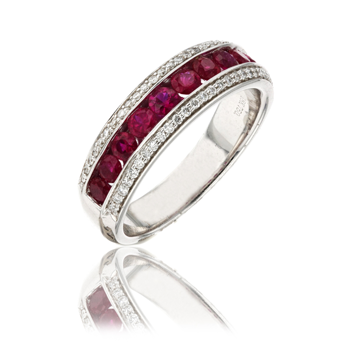 18ct White Gold Ruby and Diamond Ring
