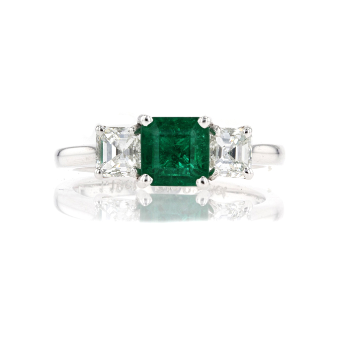 Platinum Emerald and Diamond Ring - Image 2