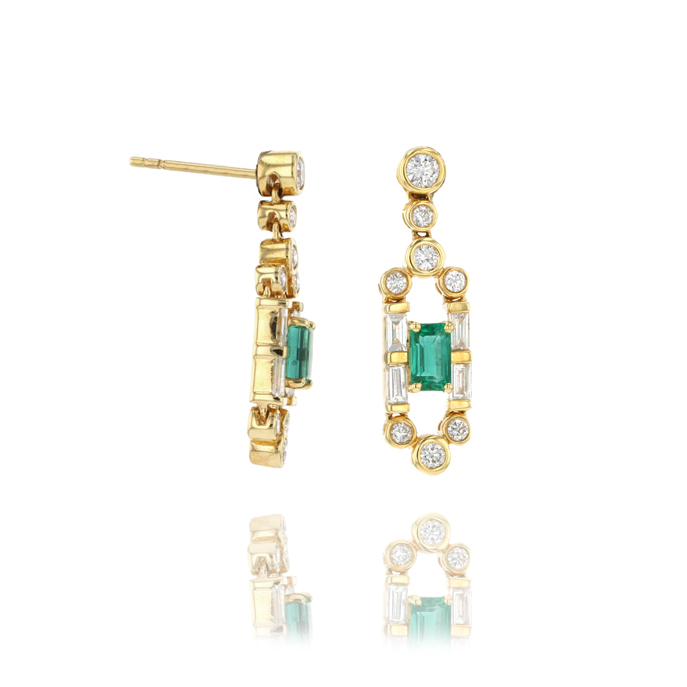 18ct Yellow Gold Emerald Earrings - Image 2
