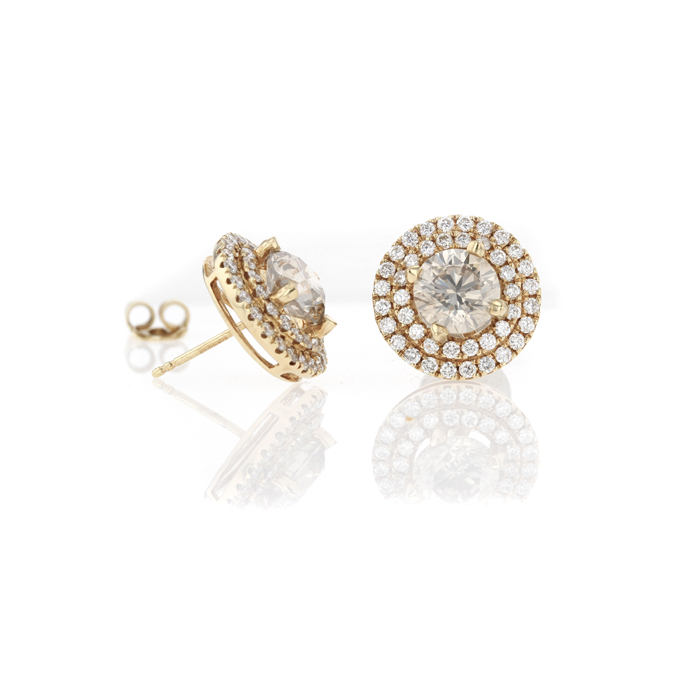18ct Yellow Gold Diamond Earrings - Image 2