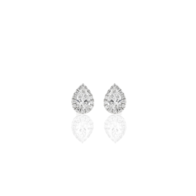 18ct White Gold 1.00ct Lab Grown Diamond Halo Stud Earrings