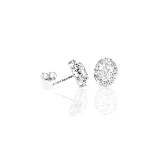 18ct White Gold 2.00ct Lab Grown Diamond Halo Stud Earrings - Image 2