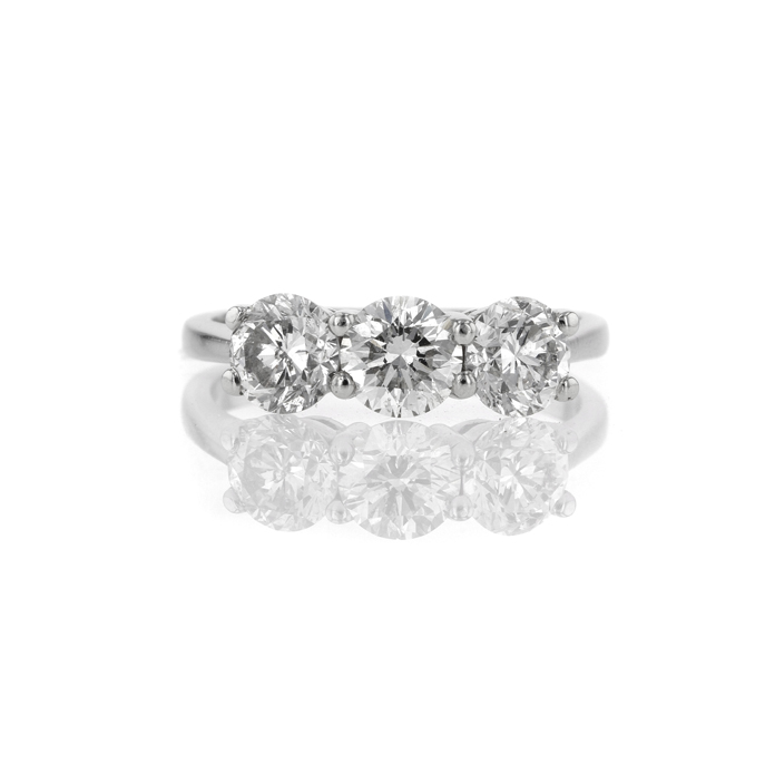 Platinum 2.10ct Round Brilliant cut trilogy diamond ring. - Image 2