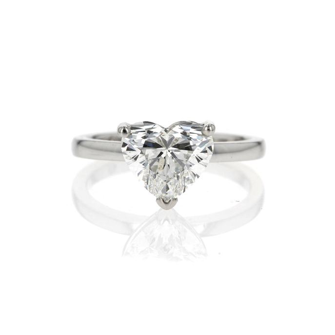 Platinum 2.19ct Lab Grown Heart Cut Diamond Ring. - Image 2