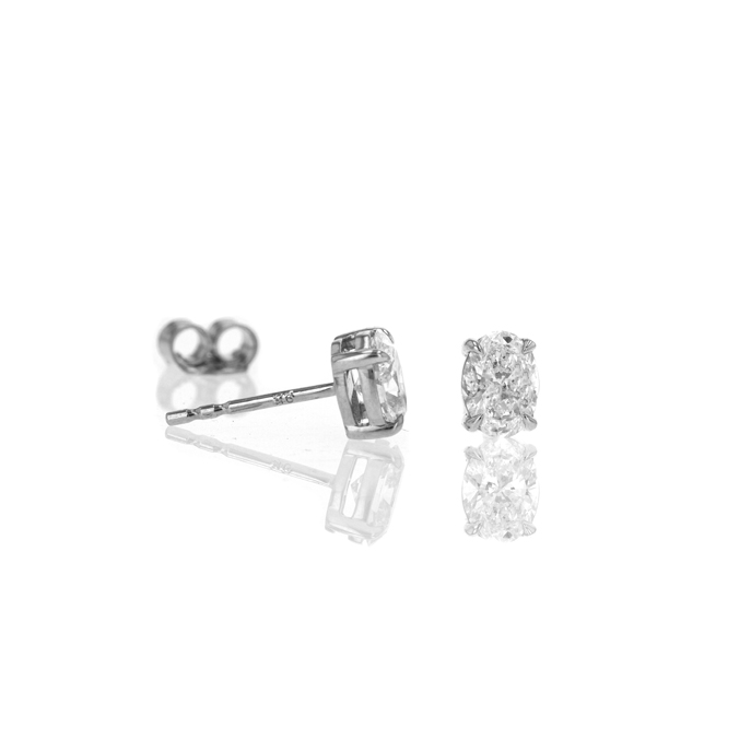9ct White Gold 1.03ct Oval cut Lab Grown Stud Earrings. - Image 2